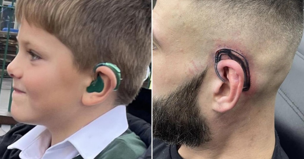 Папа сделал татуировку слухового аппарата, чтоб поддержать сына